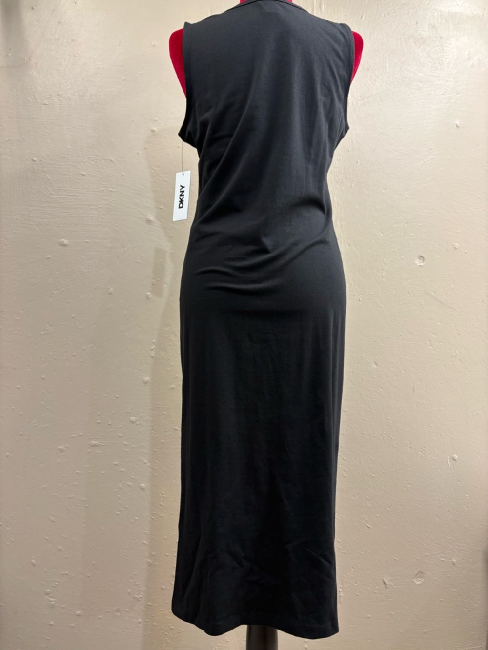 DKNY Black Sleeveless Logo long Maxi Dress women size medium - Picture 4 of 10